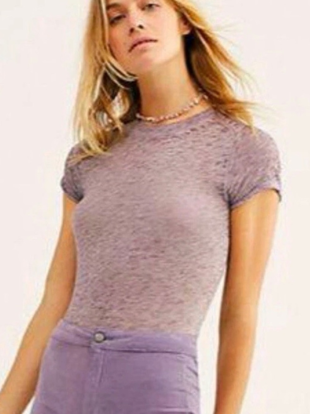 We The Free Purple Night Sky-tee Burn out semi-sheer Size Large